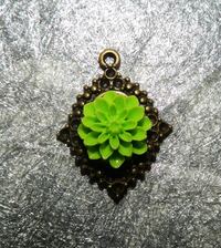 Medaillon eckig flower green